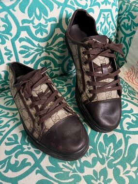 Gucci Brown and Beige GG Canvas Low-Top Sneakers GUC US Sz 8-8.5” Women’s